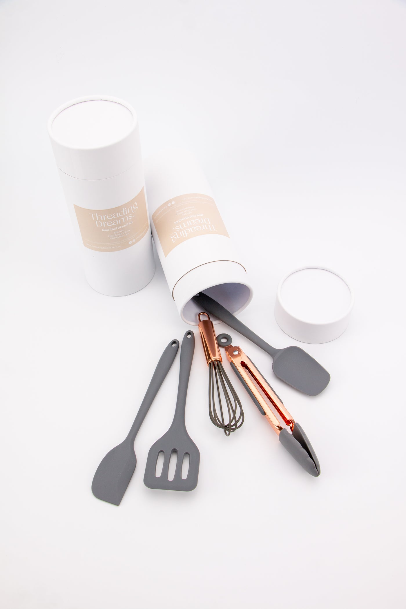 Mini Chef Utensil Set - Charcoal/Rose Gold