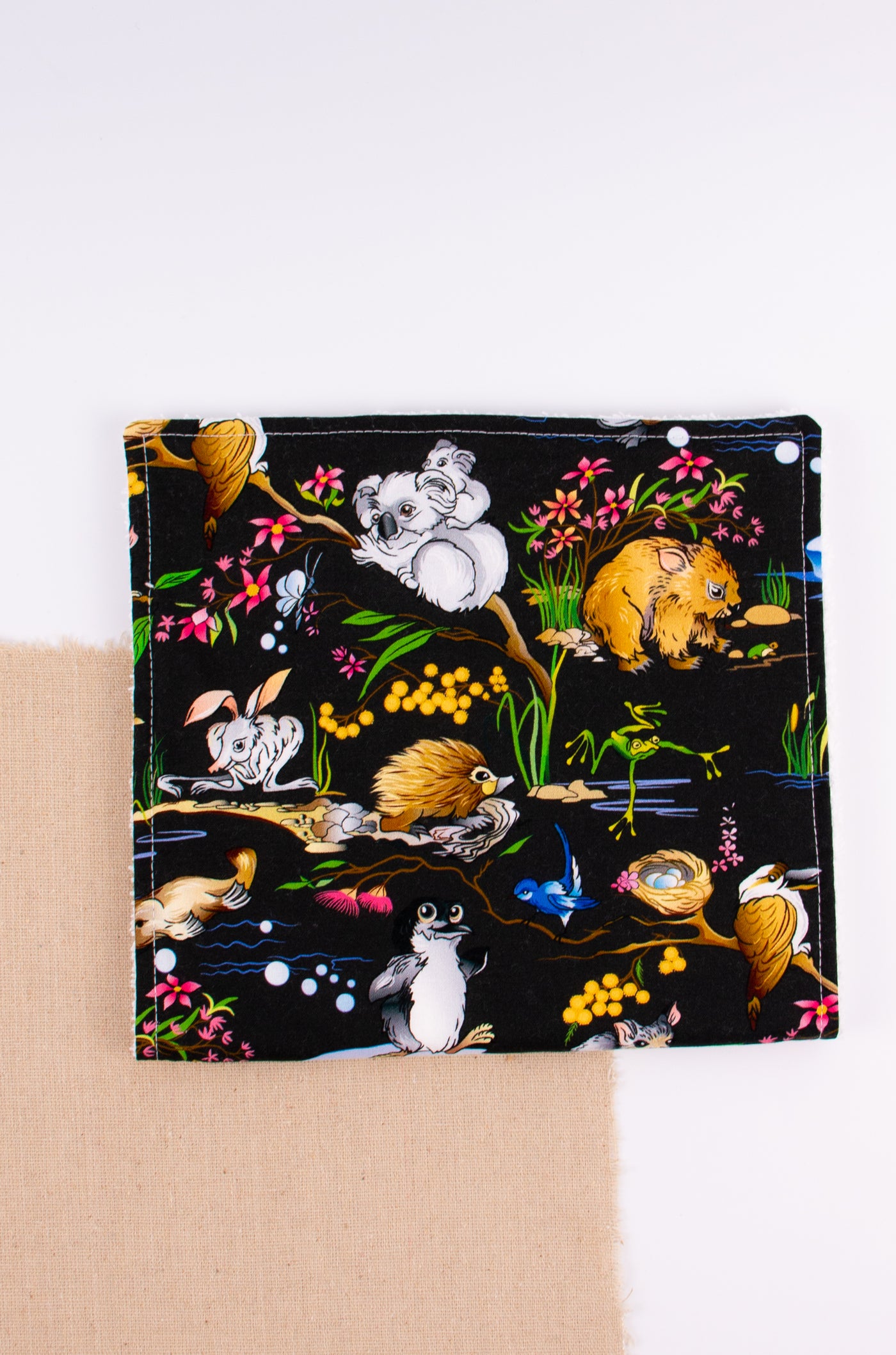 Burp Cloth - Australian Wildlife Black